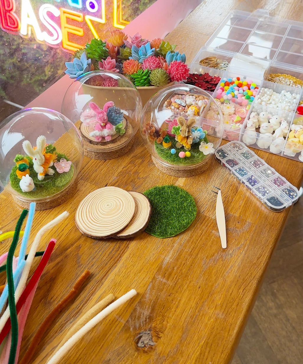 Easter Workshop - Twist Stick Mini Bunny Terrarium DIY ❤️ with FREE Matcha Drink